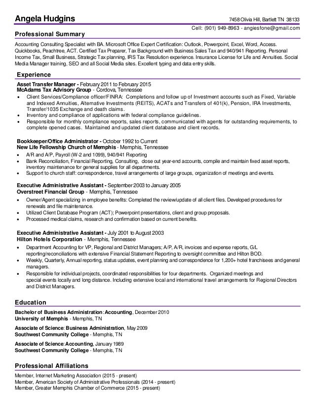 tax professional resume