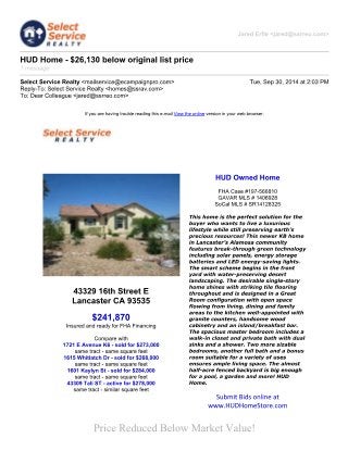 HUD home   $26,130 below original list price
