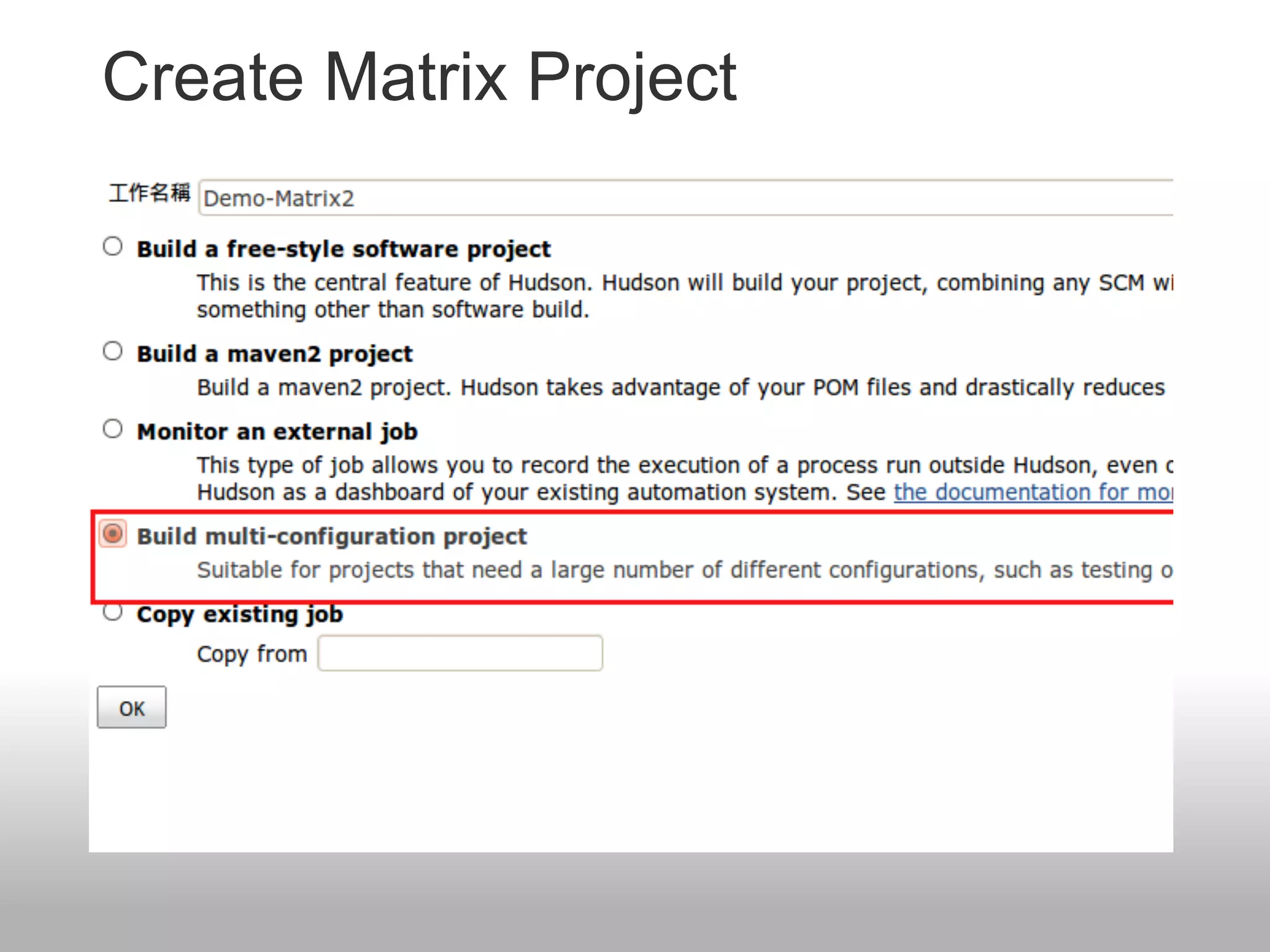 Create Matrix Project
 