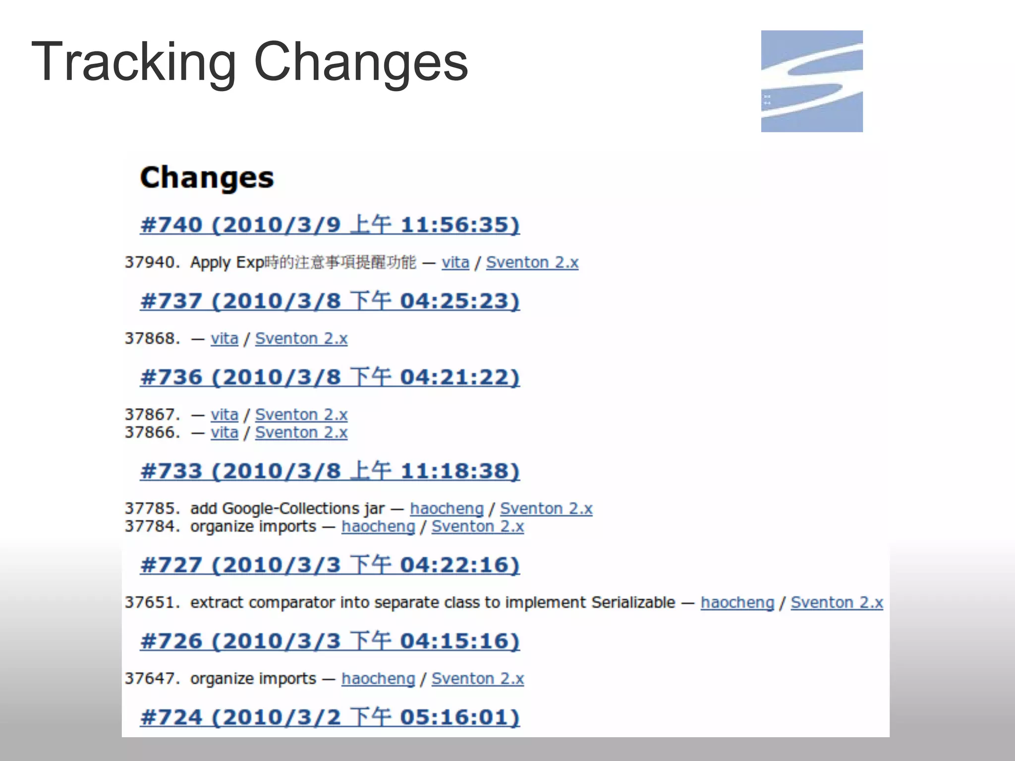 Tracking Changes
 
