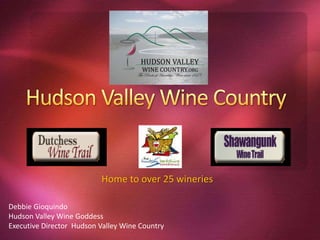 Home to over 25 wineries
Debbie Gioquindo
Hudson Valley Wine Goddess
Executive Director Hudson Valley Wine Country
 