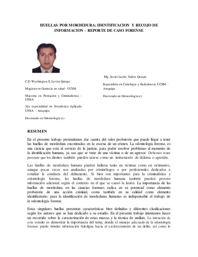 Huellas por mordedura identificacion y recojo de informacion