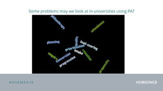 # H U E M E A 1 6
Some problems may we look at in universities using PA?
Drag or drop your photograph here
 