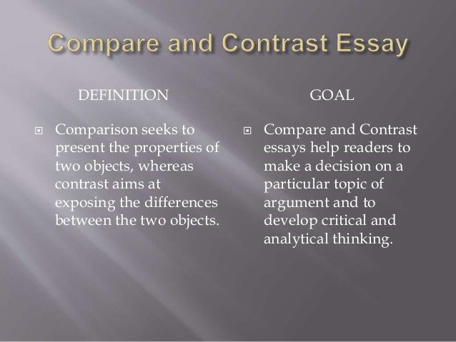 meaning of compare and contrast essay