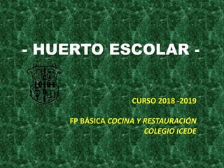- HUERTO ESCOLAR -
CURSO 2018 -2019
FP BÁSICA COCINA Y RESTAURACIÓN
COLEGIO ICEDE
 