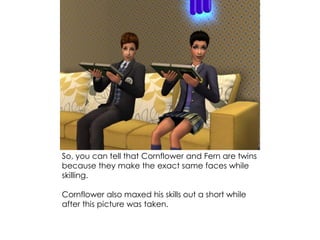 So, you can tell that Cornflower and Fern are twins
because they make the exact same faces while
skilling.
Cornflower also maxed his skills out a short while
after this picture was taken.
 