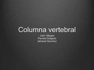 Columna vertebral
       Julio Villegas
     Pamela Delgado
     Jahaziel Sanchez
 