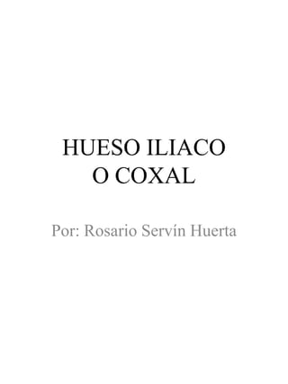 HUESO ILIACO
   O COXAL

Por: Rosario Servín Huerta
 