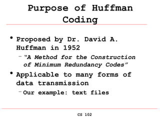 huffman Coding Presentation of Data Structures | PPT