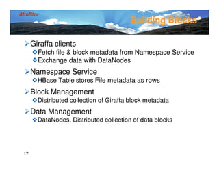Sep 2012 HUG: Giraffa File System to Grow Hadoop Bigger 