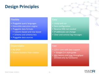 Design Principles

             Flexible                               Easy
             • Pluggable query languages      ...