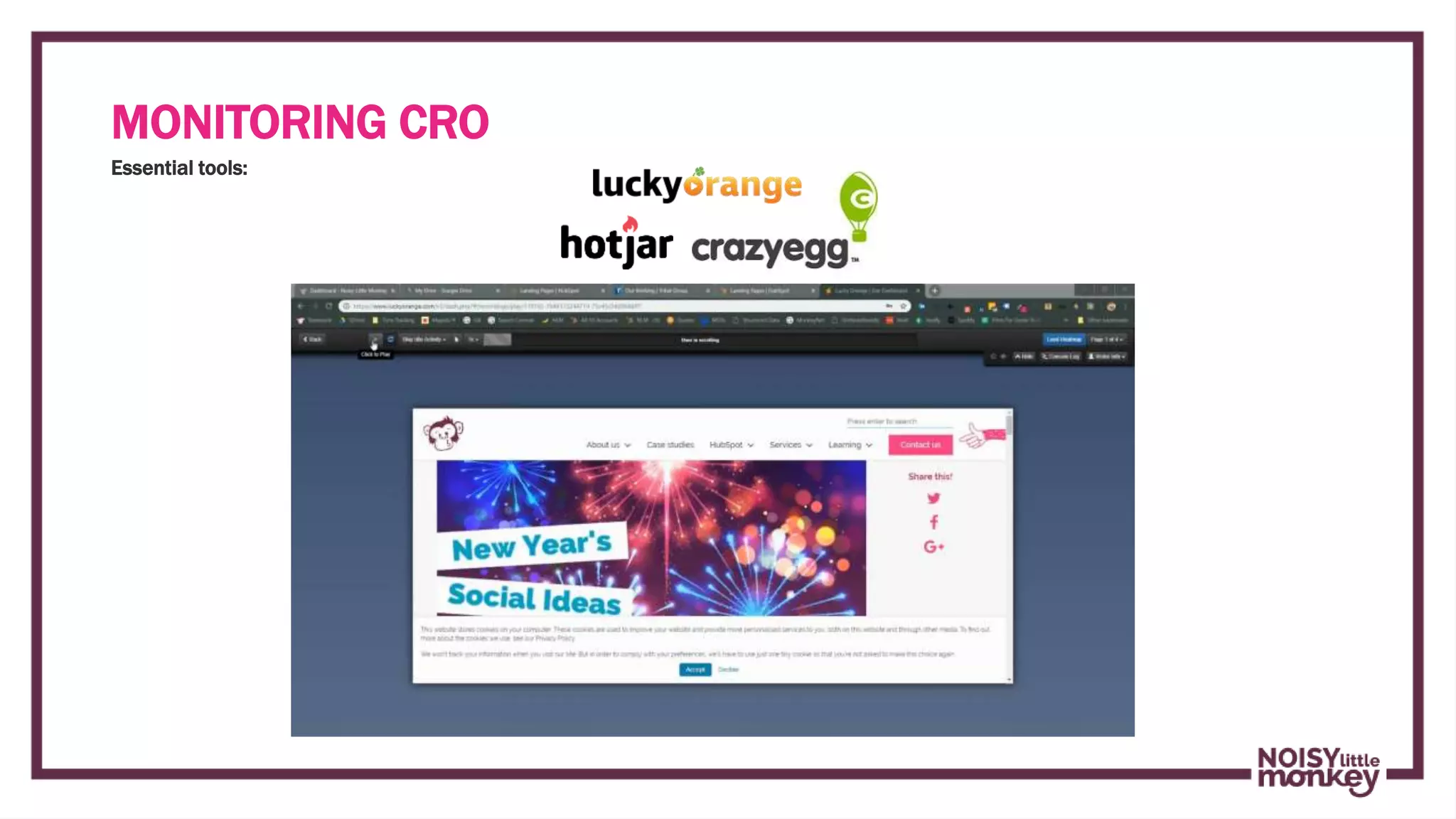 Campaign Name
Essential tools:
MONITORING CRO
 