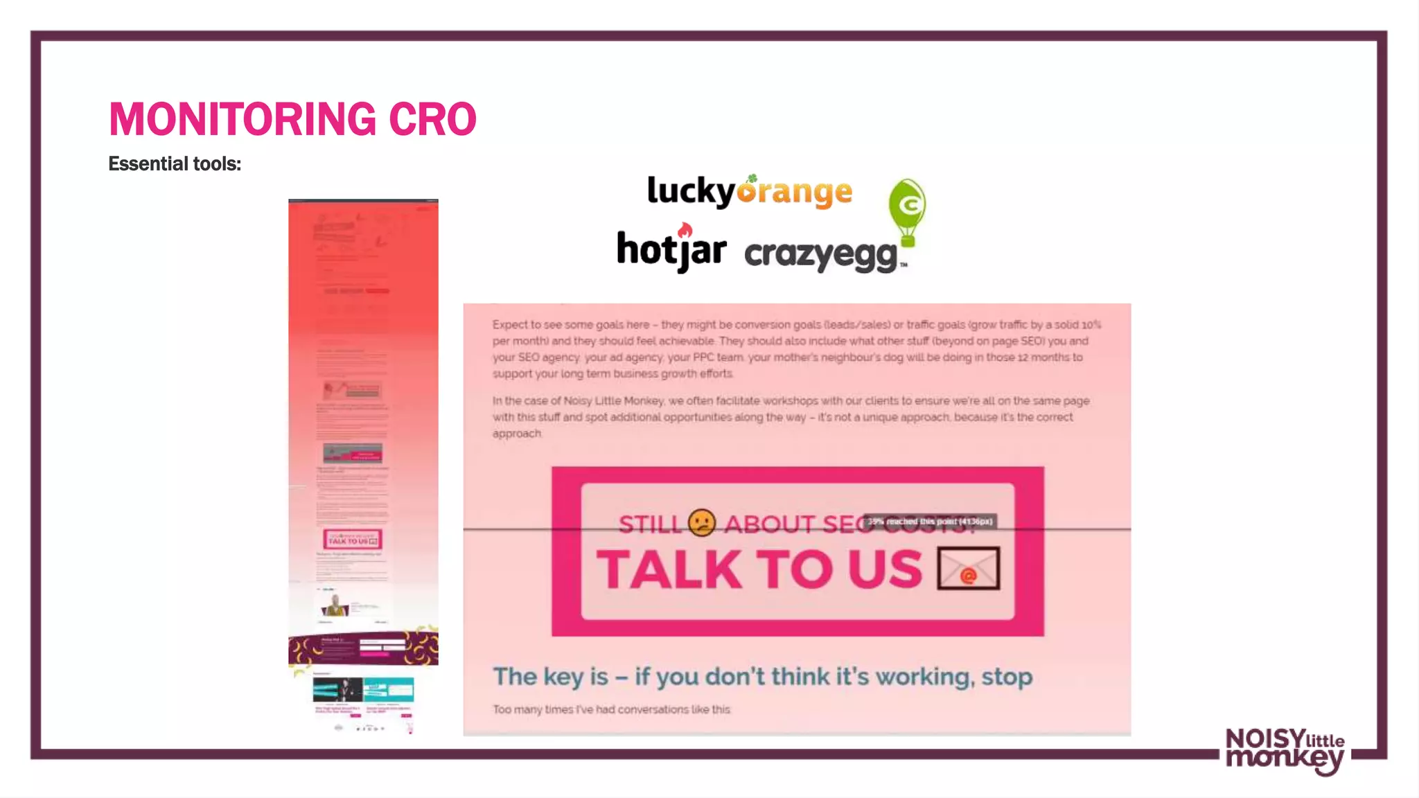 Campaign Name
Essential tools:
MONITORING CRO
 