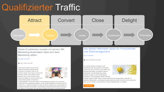 Qualifizierter Traffic
Attract Convert Close Delight
Strangers Visitors Leads Customers Promoters
 