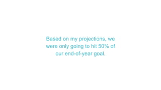 Based on my projections, we
were only going to hit 50% of
our end-of-year goal.
 