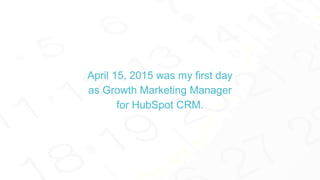 April 15, 2015 was my first day
as Growth Marketing Manager
for HubSpot CRM.
 