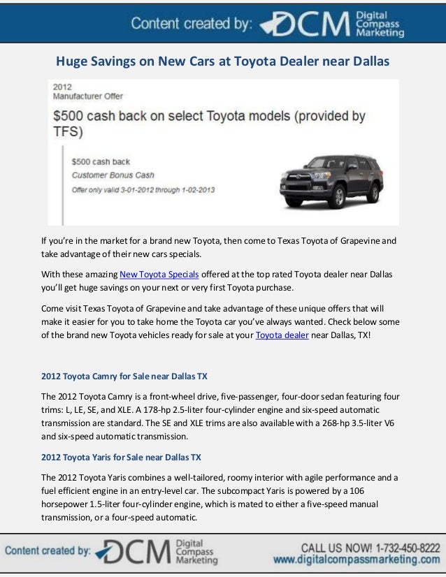 Dallas Toyota Dealers >> Huge Savings On New Cars At Toyota Dealer Near Dallas Dallas Toyota Dealers >> Huge Savings On New Cars At Toyota Dealer Near Dallas