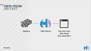 VIEW FROM 
30K FEET

Hadoop

Web Server

You and even

that friend 

that uses IE9 ;)

 