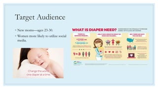 Target Audience
◦ New moms—ages 23-30.
◦ Women more likely to utilize social
media.
 
