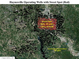 Haynesville Operating Wells with Sweet Spot (Red)
30 miles
Sweet Spot
30 by 18 miles
<20% of Field
© Hughes GSR Inc, 2013
 