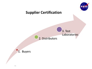 Supplier Certification



                                   3. Test
                                   Laboratories
                 2. Distributors



     1. Buyers



65
 