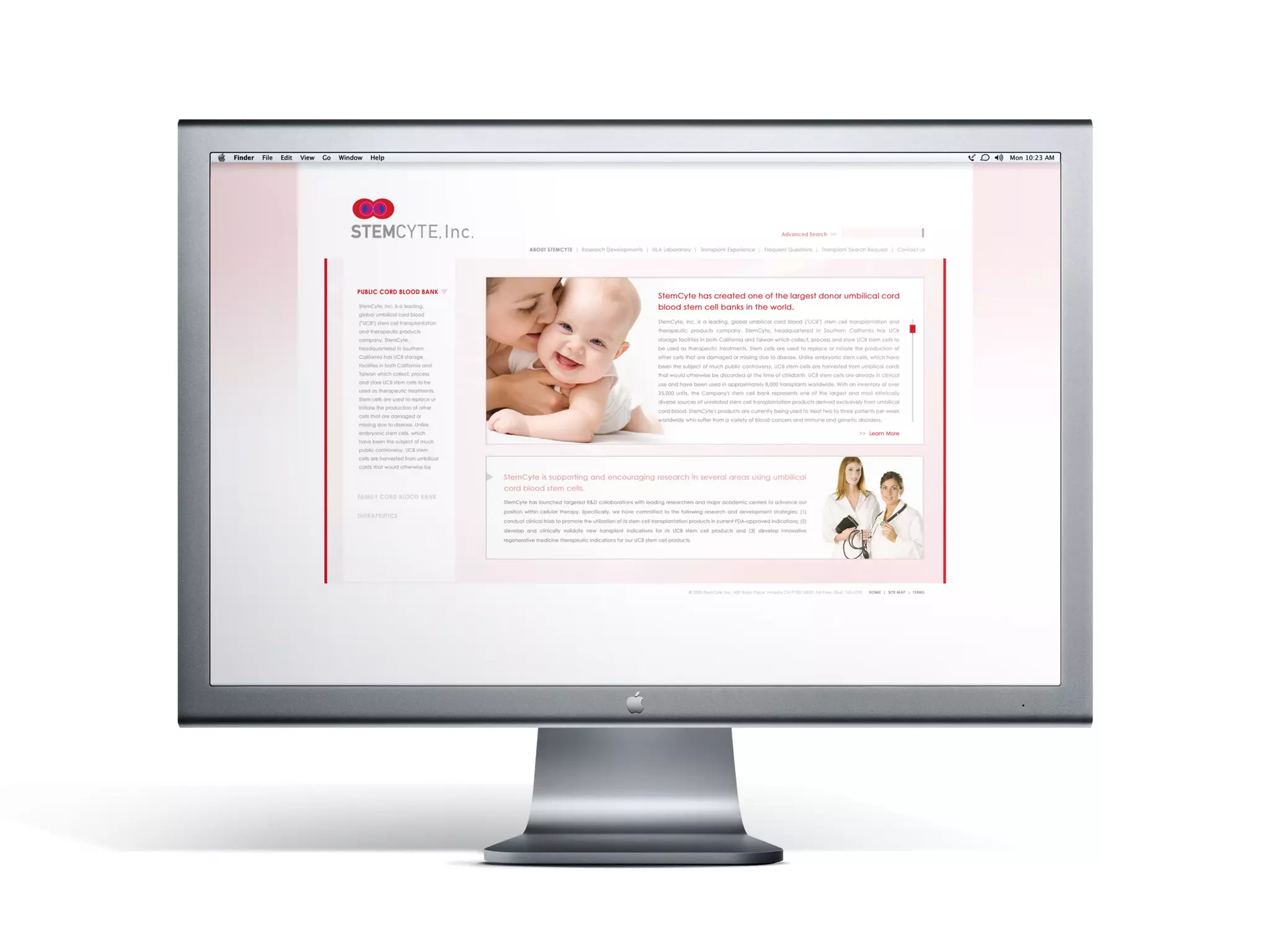 Website Design, Development & Internet Marketing/ STEMCYTE™
Website Design Concept                                        © Copyright Hugo Brioso 2010. All Rights Reserved.
 