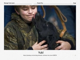 21
|
Hugs
Manage Train Learn Power Pics
Yuk!
https://pixabay.com/en/dog-labrador-retriever-kiss-love-659870/
 