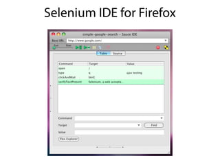 Selenium IDE for Firefox
 