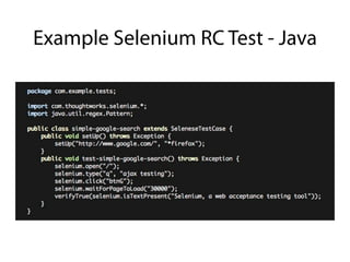 Example Selenium RC Test - Java
 