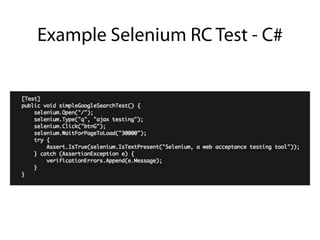 Example Selenium RC Test - C#
 