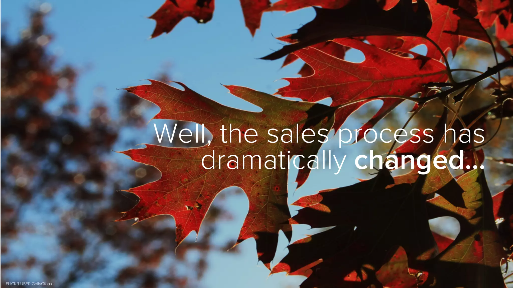 Well, the sales process has
dramatically changed…
FLICKR USER GollyGforce
 