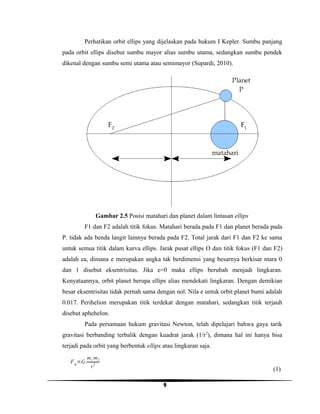 Perhatikan orbit ellips yang dijelaskan pada hukum I Kepler. Sumbu panjang
pada orbit ellips disebut sumbu mayor alias sum...
