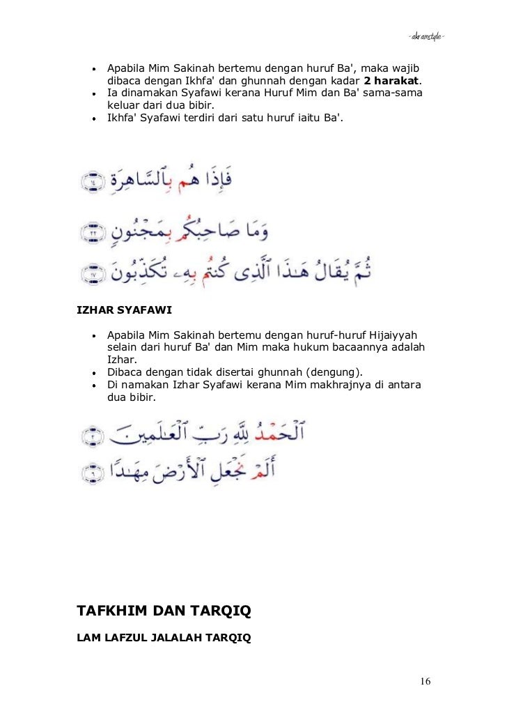 Contoh Ikhfa Syafawi - Simak Gambar Berikut