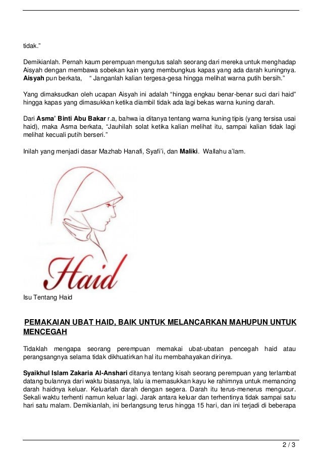Hukum Tentang Darah Haid Hukum Tentang Darah Haid
