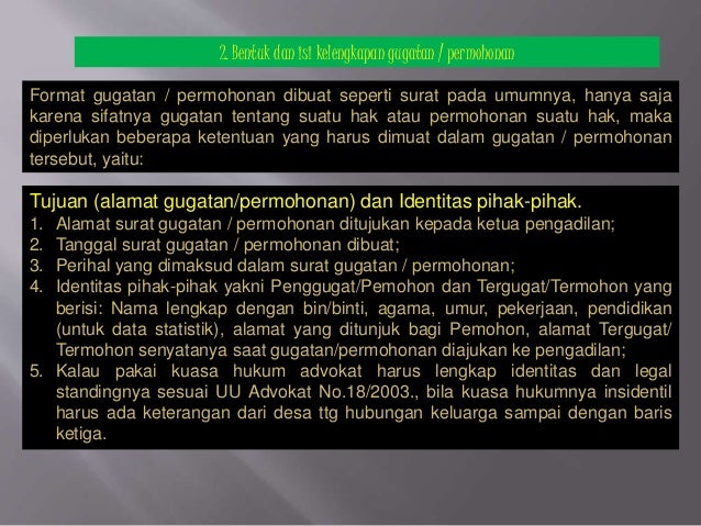 Contoh Surat Gugatan Hukum Acara Peradilan Agama