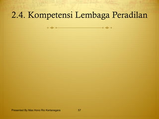 2.4. Kompetensi Lembaga Peradilan Presented By Mas Hono Rio Kertanegara 