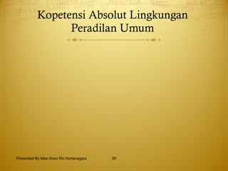 Kopetensi Absolut Lingkungan   Peradilan Umum   Presented By Mas Hono Rio Kertanegara 