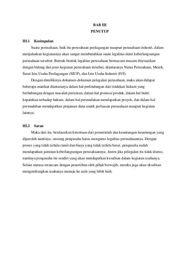 surat 5 macam perizinan usaha Aspek Perusahaan Legalitas