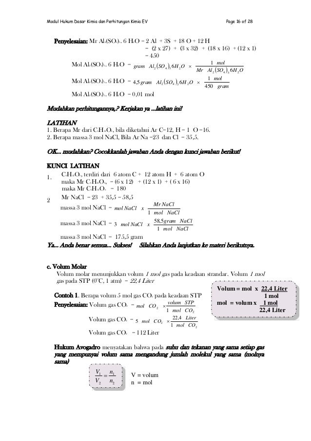 Contoh Soal Hukum Dasar Kimia Dan Pembahasannya Contoh