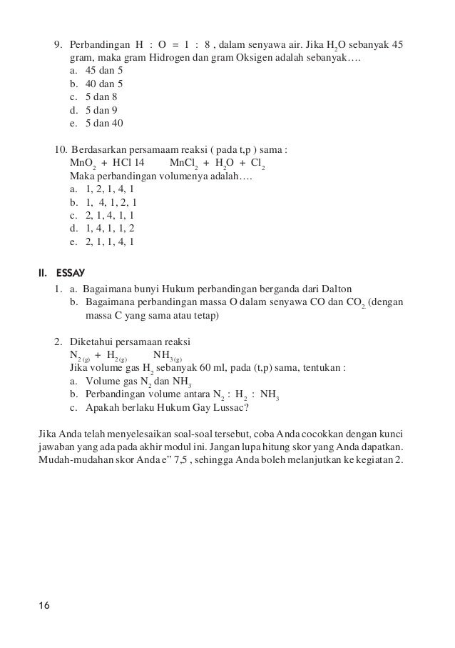 Contoh soal dan pembahasan stoikiometri kelas 10 pilihan ganda