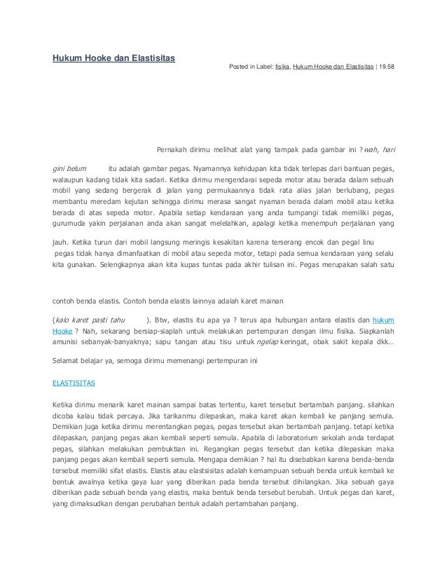 Hukum Hooke Dan Elastisitas