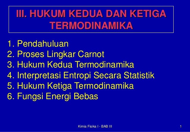 Hukum Ii Dan Iii Termodinamika