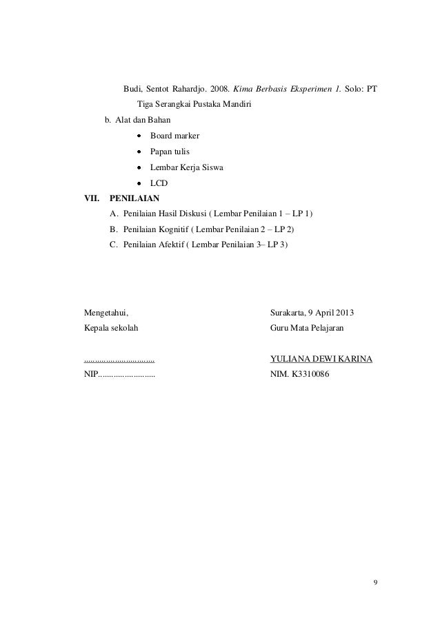 kelas soal semester kimia 2 10 kekekalan Hukum massa RPP