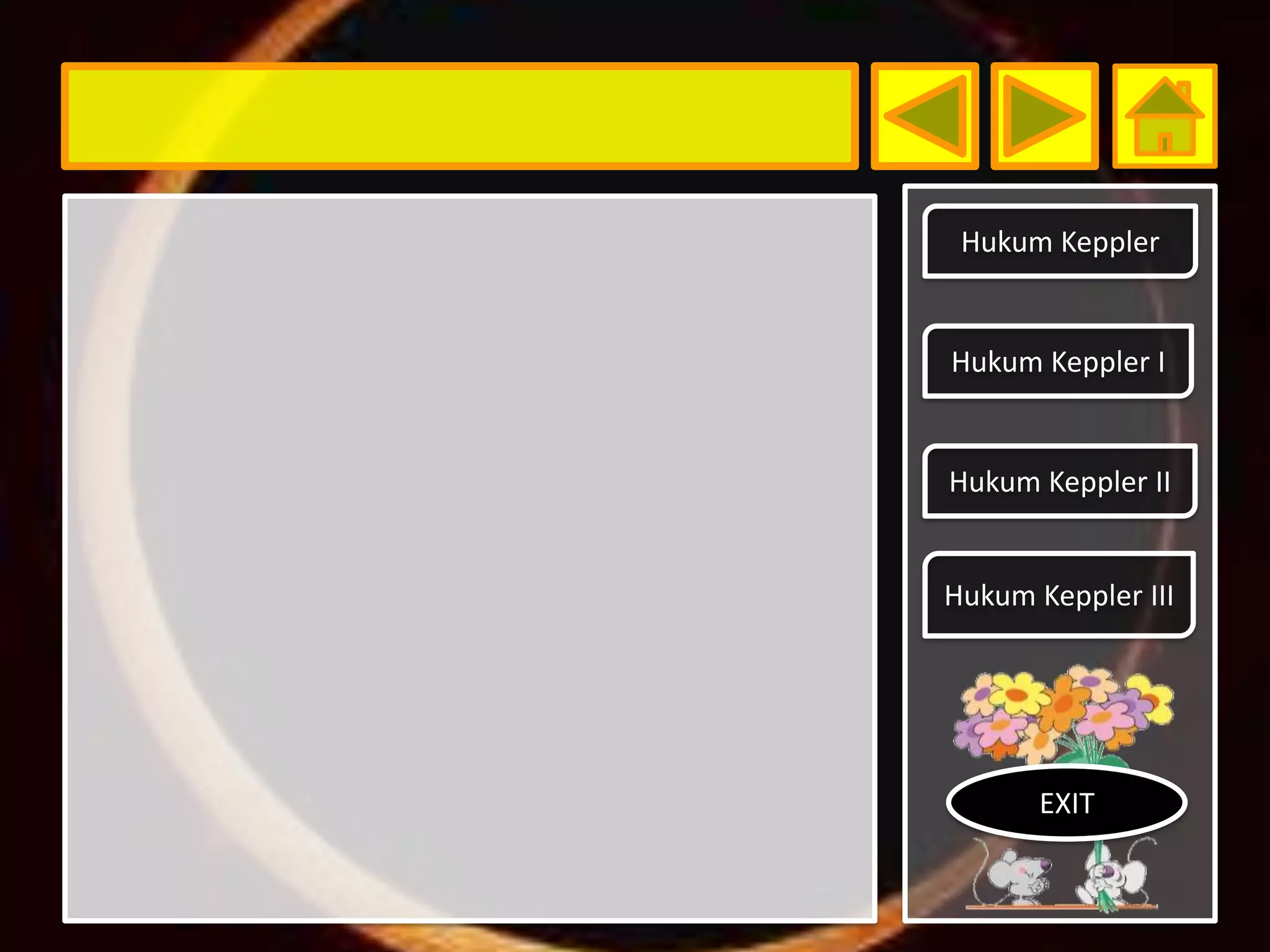 Hukum Keppler


Hukum Keppler I


Hukum Keppler II


Hukum Keppler III




       EXIT
 