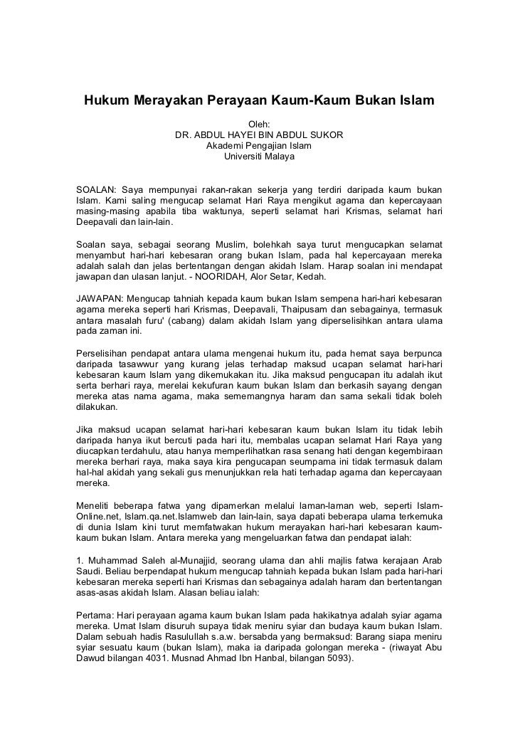 Hukum Merayakan Perayaan Kaum Lain