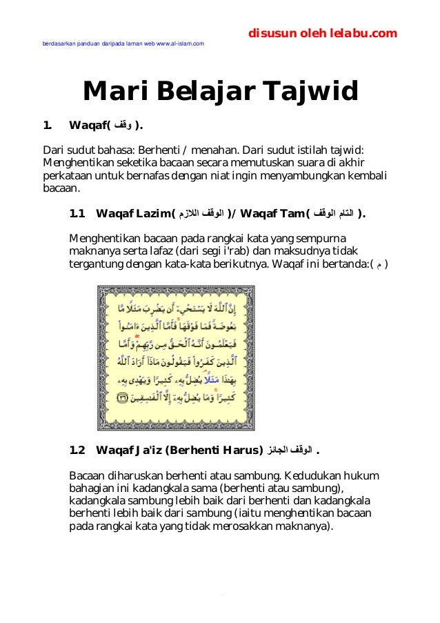 Soalan Latihan Hukum Tajwid - Selangor w