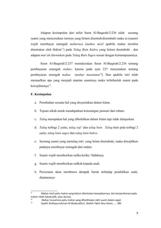 Hukum talak dan kewajiban suami pasca talaq | DOC