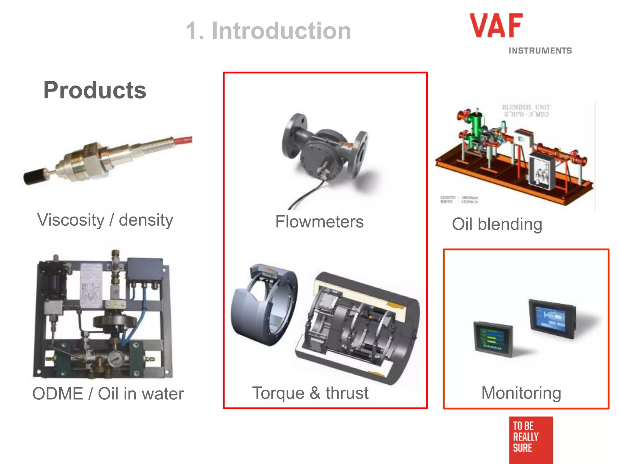 Products
Viscosity / density Flowmeters Oil blending
ODME / Oil in water Torque & thrust
1. Introduction
Monitoring
 