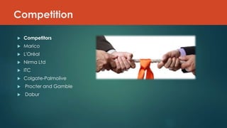 Competition
 Competitors
 Marico
 L'Oréal
 Nirma Ltd
 ITC
 Colgate-Palmolive
 Procter and Gamble
 Dabur
 