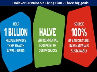 Unilever Sustainable Living Plan - Three big goals
 